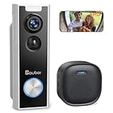 aubor Video Doorbell Camera Wireless with Chime, HD Live View, Night Vision, AI Motion Detection, 2-Way Audio, Voice Changer, 2.4G WiFi, Battery Powered, Works with Alexa & Google Assistant,White J10