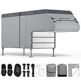 Umbrauto Truck Camper Cover 7-Layer Anti-Tear Top Motorhome RVs All Season Protection with Gutter Cover, Windproof Straps, Fits 10' - 12' Campers