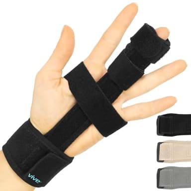 Vive Full Trigger Finger Splint - Hand and Wrist Brace Support - Adjustable Locking Straightener - Straightening Immobilizer Treatment For Sprains, Pain Relief, Arthritis, Tendonitis (Black)