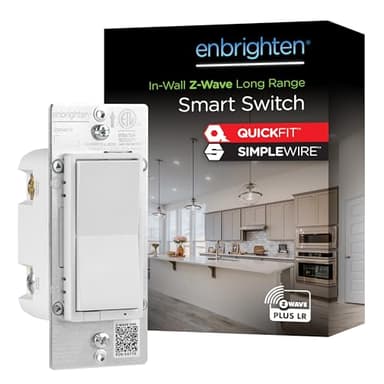 Enbrighten 800 Series Z-Wave On/Off Paddle Switch, Long Range 800LR, Quick Fit, Simple Wire, Direct 3-Way (No Add-On Switch Needed), Smart Hub Required, Works with Alexa, Google Home, 76591