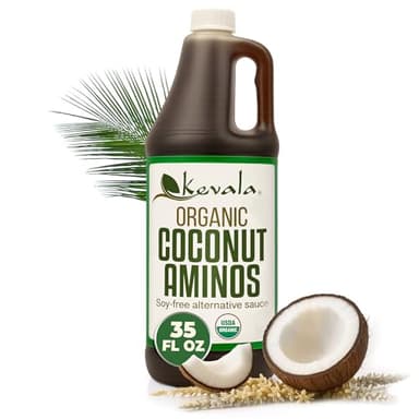 Kevala Organic Coconut Aminos Soy-Free Seasoning from Coconut Nectar & Blossom Sap | Gluten-Free, Kosher, Vegan, USDA Organic, Non-GMO | Soy Sauce Alternative | 35 Fl Oz / 1035 ml