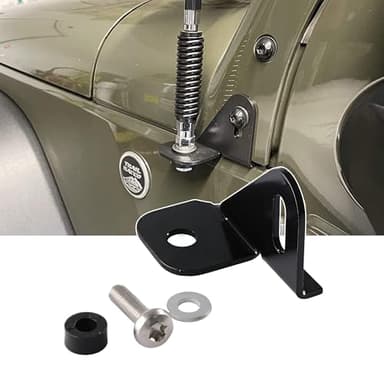 GrteRokky Driver Side Antenna Bracket for CB/GMRS/HAM Radio Mount, Compatible with Jeep Wrangler JL/JLU & Gladiator JT, Unlimited Sport, Sahara, Rubicon, 4xe (2018–2024)