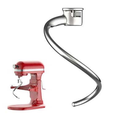 Stainless Steel Spiral Dough Hook for Kitchenaid 5Plus & 6QT Bowl-Lift Stand Mixers, Dough Hook for Kitchenaid Stand Mixer Dishwasher Safe, Efficient Kneading for Bread, Pizza, Pasta, Cookies