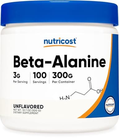 Nutricost Beta Alanine Powder 300 Grams (10.7oz) - 3 Grams Per Serving