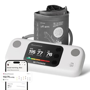 Withings BPM Vision – Smart Arm Blood Pressure Monitor | FDA-Cleared | Easy-to-use, Accurate Systolic & Diastolic Measurements, Wide Range Cuff | Wi-Fi & Bluetooth | iOS & Android | FSA/HSA