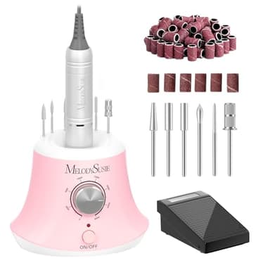 MelodySusie Multifunctional Desktop Nail Drill with Foot Pedal, SC320I 30000RPM E-File with Bit Holders & Elegant Design for Manicure Trimming, Shaping & Gel Removal, Ideal for Nail Artists & Home Use