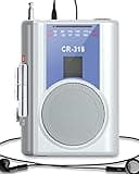 Gracioso Protable Cassette Recorder Player: AM FM Compact Vintage Cassette Tape Player with Big Speaker & Earphone Jack, Powered by DC or AA Battery