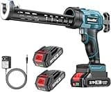 Seesii Cordless Caulking Gun, 21V Battery Powered Caulk Gun, Electric Caulking Gun w/2 x 2.0Ah Batteries w/LED Light, 4 Speeds, Auto Retract, Adhesive Gun Kit for Filling, Sealing