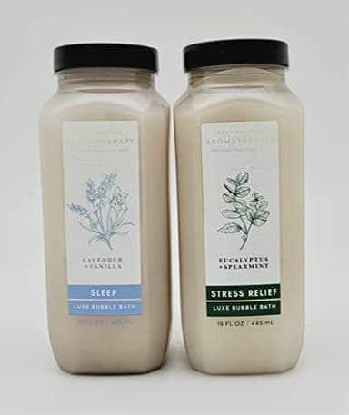 Bath & Body Works - Aromatherapy - Luxe Bubble Bath - 2 pc Bundle - Lavender Vanilla and Eucalyptus Spearmint - both 15 fl oz, Full Size