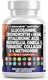 Clean Nutraceuticals Glucosamine Chondroitin MSM 1500mg with Turmeric Curcumin, Collagen, Hyaluronic Acid, Omega 3 – Joint Health Supplement for Men & Women – Joint Complex – 120 Count