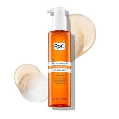 RoC Multi Correxion Revive + Glow Gel Vitamin C Cleanser, Face Wash, Facial Cleanser with Glycolic Acid, Paraben-Free, Sulfate-Free Skin Care - 6 Ounces