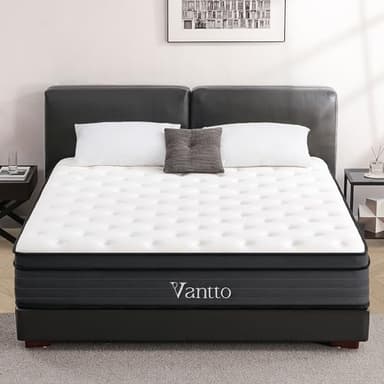 Vantto King Size Mattress, 12 Inch Memory Foam Hybrid Mattress, for Pressure Relief, Motion Isolation