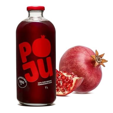 POJU 100% Organic Pomegranate Juice (Original, No Pulp) Cold Pressed 33.8 Fl Oz (1L) Bottle, Not from Concentrate, No Sugar Added, Non GMO, Kosher, (Pack of 1)