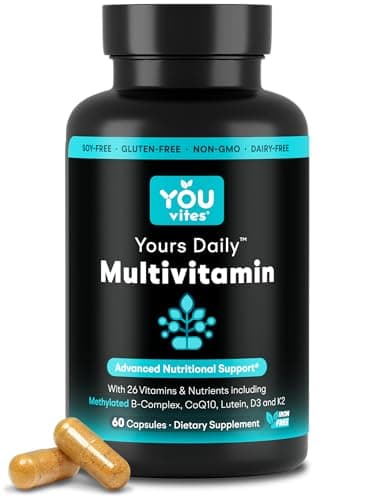 You Vites - Methylated Multivitamin for Men and Women, Methyl Multi Without Iron - 60 Capsules, MTHFR Supplement with Methyl B12, Methylfolate (5-MTHF), CoQ10 for Energy, Heart and Mood Support