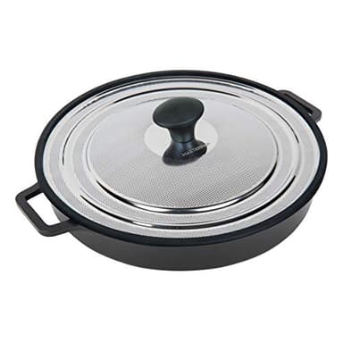 MasterPan Non-Stick Stovetop Oven Grill Pan with Heat-in Steam-Out Lid, nonstick cookware, 12", Black,
