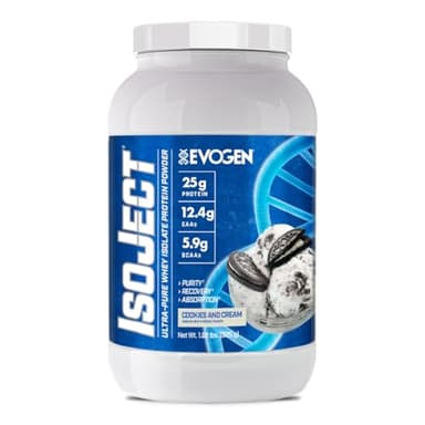 Evogen Isoject - Whey Protein Isolate | Ultra-Pure Whey Protein Powder with Ignitor Enzymes, BCAAs, and EAAs | Enhanced Absorption & Recovery | Cookies and Cream | 25 Servings