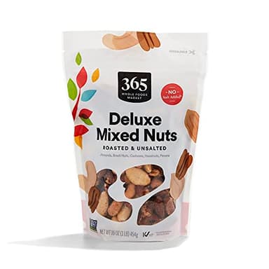 365 by Whole Foods Market, Unsalted Deluxe Mixed Nuts, 16 Ounce