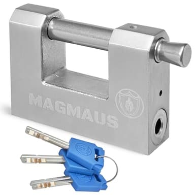 Magmaus® RTL80 [Armoured] High Security Padlock – Heavy Duty Container Lock with 0.74” Shackle Clearance & 0.39” Thick Bolt – Weatherproof Outdoor Lock for Storage Unit, Shed, Gate, Garage - 3 Keys