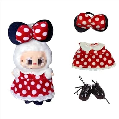 2025 Clothes for La Boo bo(no Dolls), 3PCS Suit with Black Shoes, Designed for Lububu Doll Clothes, Multiple Stylish Outfit, Used for Your 15&17cm Dolls (Suit A)