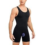 SOLYCSX Mens Sleeveless Full Body Shaper Underwear Slimming Compression Bodysuit Shapewear Tummy Control Fajas Para Hombres (Black, M-L)