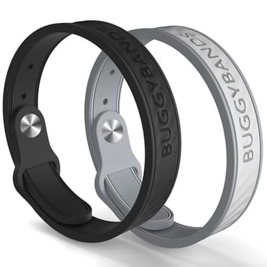 Mosquito Repellent Bracelets, 2 Pack Silicone Mosquito Repellent Bands with DEET Free, Natural & Waterproof Bug Wristbands for Kids and Adults, Outdoor Traveling Protection (Black&Grey)