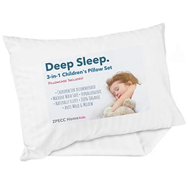 ZPECC Toddler Pillow with Pillowcase - 13x18 Organic Cotton Hypoallergenic Kids Pillow, Baby Essentials for Travel Crib Daycare Stroller (Intended for Age 2 and up) White Stripe