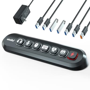 Powered USB Hub, atolla 7-Port USB 3.0 hub (6 Superspeed Transfer Ports+ 1 Fast Charging Port) with Swappable Illuminated Icon Switch and 12V/3A Power Adapter for Windows, MacOS, ChromeOS, Linux