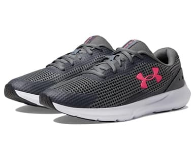 Under Armour Women's Surge 3 Sneaker, Pitch Gray/Cerise, 8