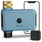 Denvest WiFi Water Timer with Brass Inlet, 1 Zone Smart Hose Timer, Sprinkler Timer for Garden Faucet, APP Remote Control Via 2.4Ghz WiFi, Voice Function Work with Alexa and Google Assistant, Blue
