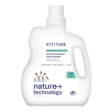 ATTITUDE Liquid Laundry Detergent, EWG Verified, HE Compatible, Plant-Based & Vegan, Natural Laundry Soap, Mountain Fresh Scent, 40 Loads, 67.6 Fl Oz