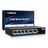 6 Ports 10Gb Unmanaged Ethernet Switch with 4*2.5G Base-T Ports, 2*10G RJ45 Ports. 60Gbps Switching Capacity, GiGaPlus 10Gbps Network Switch for 2.5G/10Gbps NAS/PC, WiFi6 Router, Wireless AP