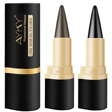 AYKY Long Wear Gel Eyeliner, Tattoo Pencil Liner Waterproof Smudge Proof Gel Eyeliner for Mature Women, Professional Make-Up Silver Gray Brown Black Gel Eye Liner Pencils for Older Women (#03+#04)