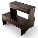 FANATU Wooden Two Step Stool - Heavy Duty 2 Step Stool for Adult and Kids - Holds up to 450Lb for Kichen/Bathroom/Bedside Step Stool (Walnut)
