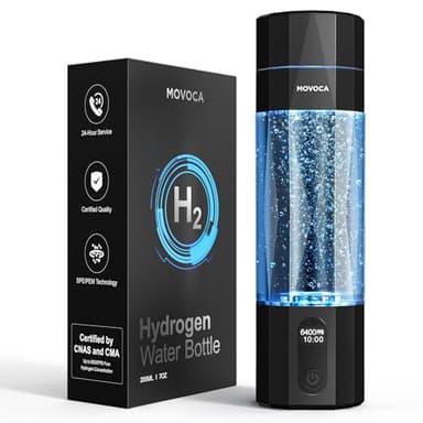 MOVOCA Upgrade Hydrogen Water Bottle, Up to 6400PPB Hydrogen Water Generator -SPE PEM Tech, 7OZ Food-Grade PC Hydro Water Machine, Health Care Gifts for Husband, Wife, Family, Friends, Travel