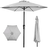 Best Choice Products 10ft Outdoor Steel Polyester Market Patio Umbrella w/Crank, Easy Push Button, Tilt, Table Compatible - Fog Gray