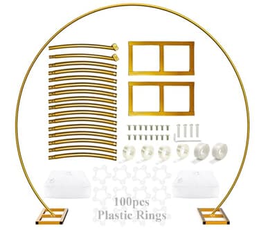 LANGXUN 9ft Large Size Metal Circle Balloon Arch Stand Decoration, Indoor Outdoor Arch Frame for Birthday Wedding Graduation Decorations and Event Party Supplies, Baby Shower Photo Background