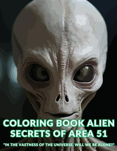 COLORING BOOK ALIEN SECRETS OF AREA 51: 50 Drawings , Aliens in a Universe of Colors: Coloring Book for Kids and Adults" Relax, Meditacion , Ufos