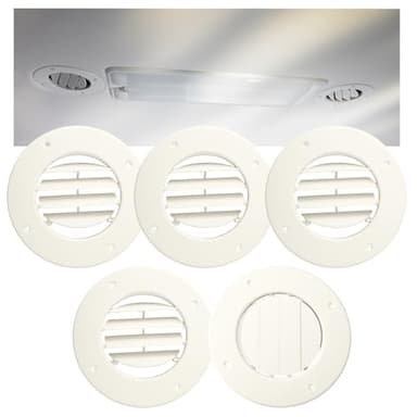 Ketofa 6.5" RV Ceiling Vent Cover 5 Pack, Fits 4-5/8" RV AC Duct, Rotatable Louvers for Adjustable Airflow, Low Profile RV Air Vent Replacement for Camper Trailer Motorhome