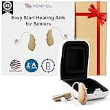 YesHearYou Rechargeable Digital Hearing Aids, 16-Channel Sound Processing, Premium Comfort Design, Pair (Sand Beige)