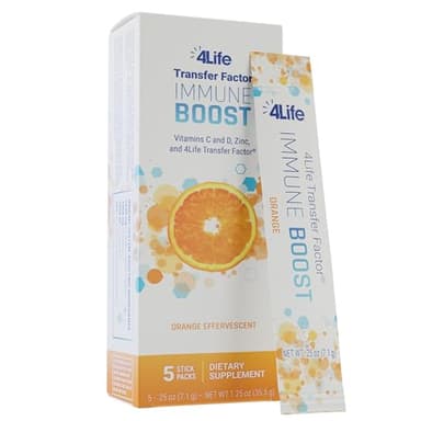 4Life Immune Boost - Wide Spectrum Immune Defense Transfer Factor, zinc, and Vitamin C - 5 Powder Packs