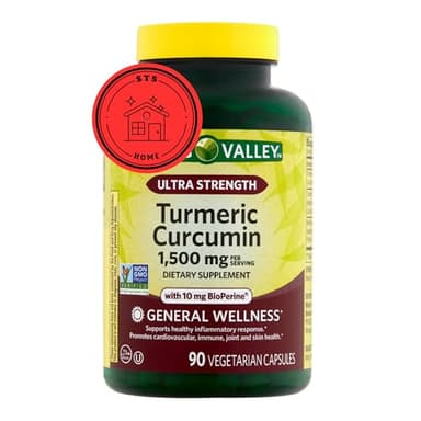 Spring Valley Turmeric Supplement | Turmeric Curcumin Supplement, Ultra Strength 1,500 mg, 90 Count + STS Sticker.