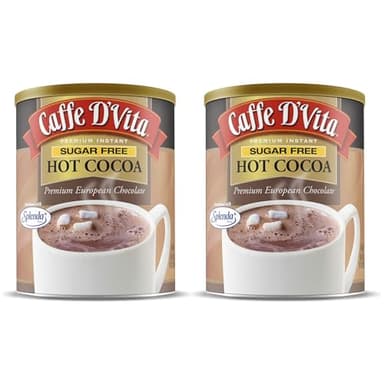 Caffe D'Vita Sugar Free Hot Cocoa Mix - Gluten Free, Low Fat, No Cholesterol, No Hydrogenated Oils, No Trans Fat, Kosher - 10 oz. (Pack of 2) Cans