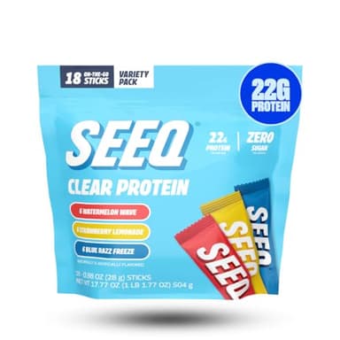 Seeq Protein Powder Sample, 18-Count Stick Packs, Zero Sugar, Lactose-Free, Allergen-Friendly, GLP-1 Support, Post-Workout Recovery, Mixed Flavors