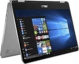 ASUS VivoBook Flip 14 Thin and Light 2-in-1 Laptop, 14” FHD Touchscreen, Intel Pentium Silver N5030 Processor, 4GB RAM, 128GB Storage, Windows 10 Home in S Mode, Light Grey, Fingerprint, J401MA-ES21T