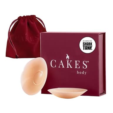 CAKES Body® sticky Circle Nipple Covers for Women - The Viral Sticky Boobs With an Adhesive-free nip nook™ - Silicone Nipple Covers with Travel Pouch - Honey, OG Size (B-DD)
