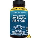 Viva Naturals Triple Strength Omega 3 Fish Oil Supplement - 2500 mg Fish Oil with Re-Esterified Omega 3 Fatty Acids Including EPA, DHA DPA - 60 Pescatarian-Friendly Softgels
