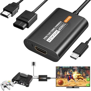 OLCLSS HDMI Adapter for N64 and Gamecube, 1080P Upscaler with USB Power, Plug and Play, 4:3/16:9 Switch, Compatible with Nintend0 64, SNES, NGC, SFC