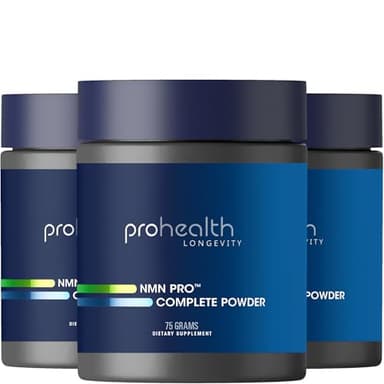 ProHealth NMN Pro Complete (75 Grams, 3 Pack) 1000 mg Uthever® NMN + 1000 mg Resveratrol + 500 mg TMG. NAD+ Precursor, Methylation Support & Sirtuin Activation. USA Manufactured, Triple Lab-Tested