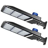 Juyace 300W LED Parking Lot Light Dusk to Dawn Outdoor Lighting Wall Mount Exterior Flood Commercial Outside IP65 100-277V for Shoebox Street Security Area (2 Pack)