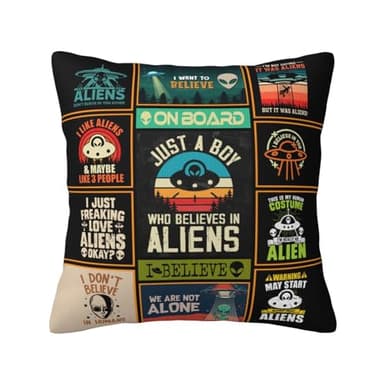 ZUMBULKJ Alien Gifts - Funny Alien Gift for Men - UFO Gifts - Ancient Aliens Merchandise - Alien Stuff - Birthday Gift for Alien Lovers - Alien Decor Throw Pillow Cover 18"X 18"